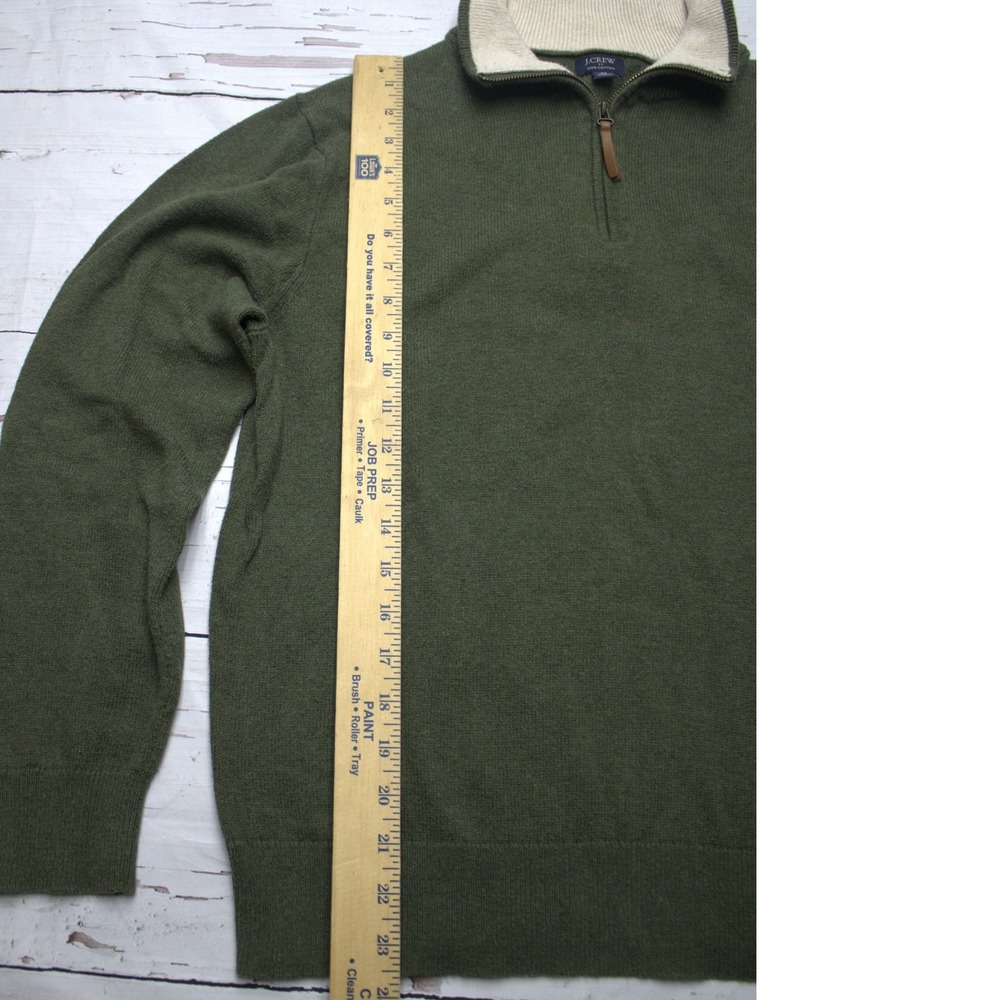 J.Crew Mens Olive Green 100% Cotton Quarter Zip Sweater Medium
